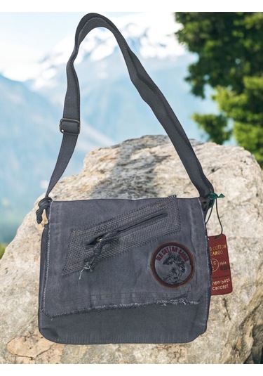 Vintage Küçük Salaş Unisex Günlük Çapraz Postacı Çantası S Boy 26x20cm GRİ