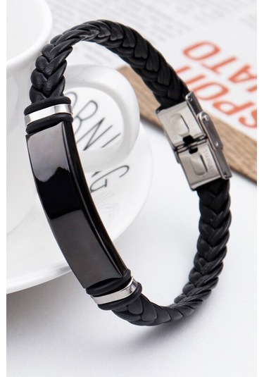 Kişiye Özel Resim Baskılı 2 Satır İsim Yazılı Çelik Bileklik Sevgiliye Hediye Scb14g Siyah