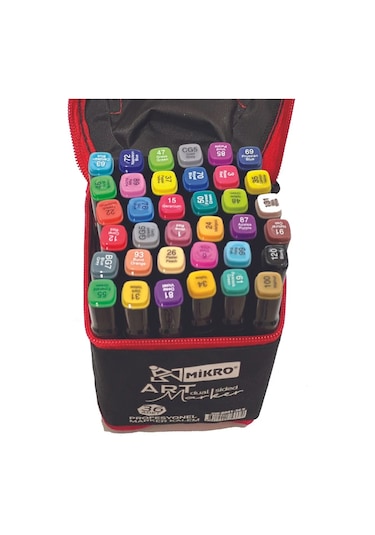Mikro Çift Uçlu Fosforlu Kalem Art Marker 36 Renk Çok Renkli
