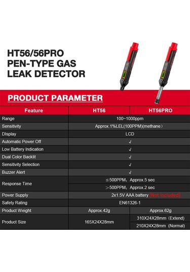 Springsun Habotest Ht56 Pro Kalem Tipi Esnek Gaz Kaçak Dedektörü Sesli Ve Görsel Alarmlar Son Derece Hassas Koklayıcı Doğal Gaz