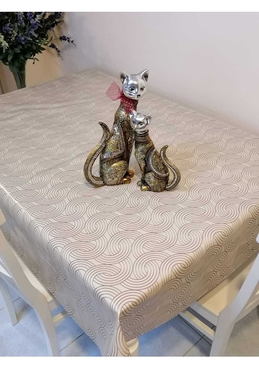 Elyaflı Pvc Muşamba - Desenli Silinebilir Masa Örtüsü 02mrl170a Bej