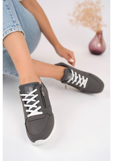 Muggo Asel Bağcıklı Yandan Fermuarlı Ortopedik Günlük Kadın Spor Ayakkabı 001