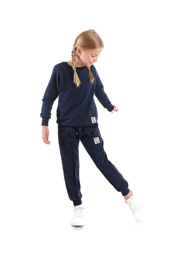 Ahengim Kız Çocuk Back To School Pamuklu Trend Eşofman Takımı Ak2529 Lacivert