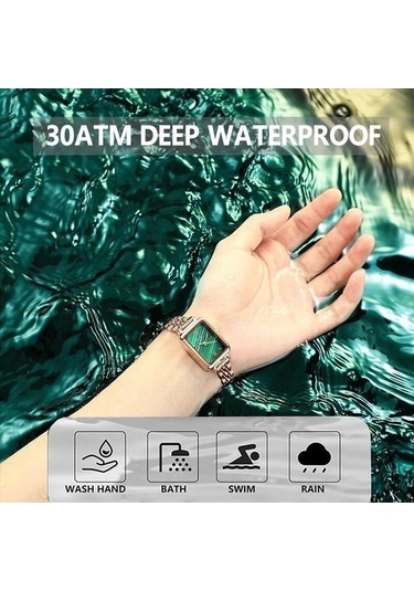 Novahub Yeşil Kadın Saatler Moda Lüks Kuvars Su Geçirmez Elbise Saati Bayanlar İçin Yeşil