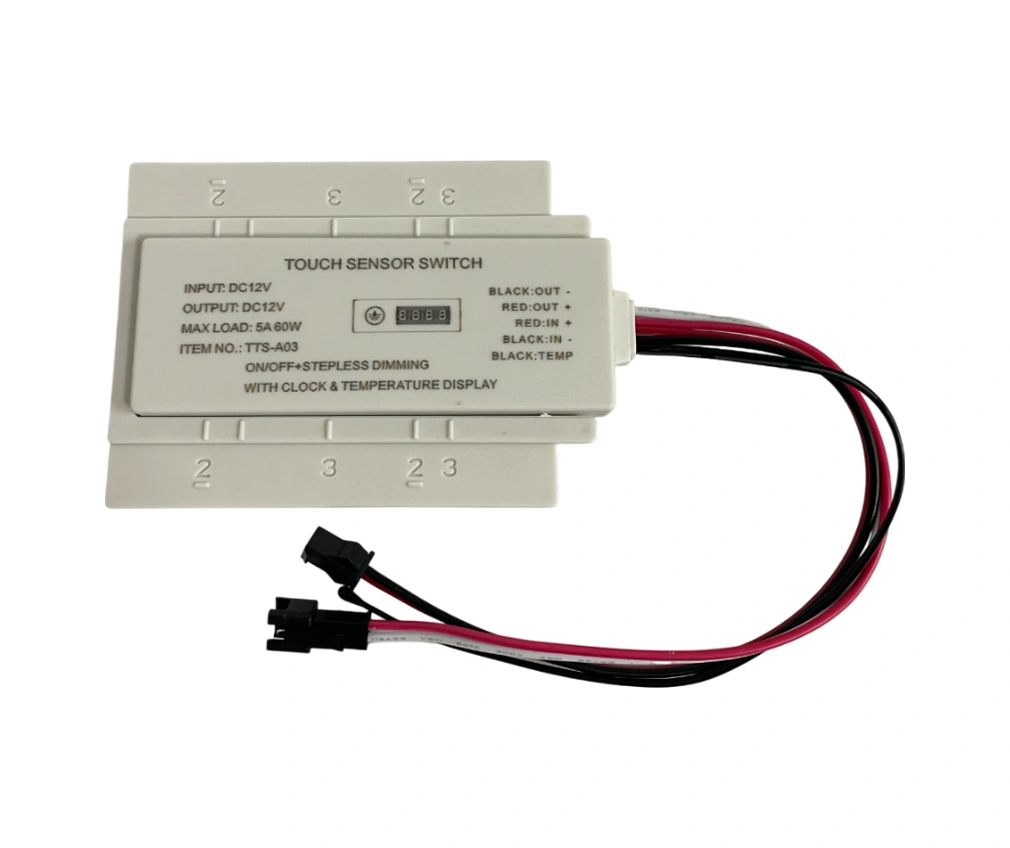 12 Volt Dokunmatik Touch Ayna Arkası Sensör Saat Termometre Beyaz