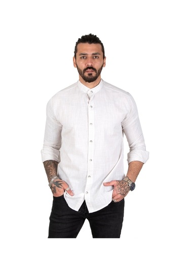 Deepsea Erkek Çizgili Likralı Hakim Yaka Gömlek (541217898)