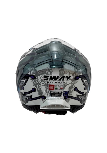 Sway Kapalı Sw 865 Butterfly  Motosiklet Kaskı Pembe Mavi Sarı