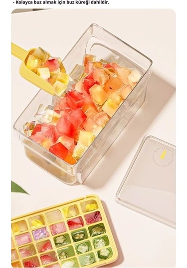 Ulzyvf Kolay Kullanımlı 68 Küplük Buz Kalıbı, 2 Katlı, Dondurucuya Uygun, Renkli Tasarım Yeşil