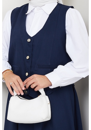 İkili Gabardin Yelek Etek Takım 1400 - Lacivert Lacivert