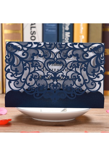 Mufunye "10 Adet İnci Kağıdı Davetiye - Düğün, Doğum Günü Ve Özel Günler İçin Lüks Çiçek Desenli" XL