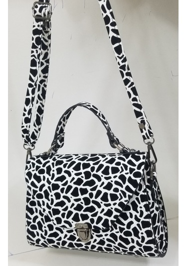 Zebra Desen Çapraz El Ve Omuz Kadın Çantası Beyaz - Siyah