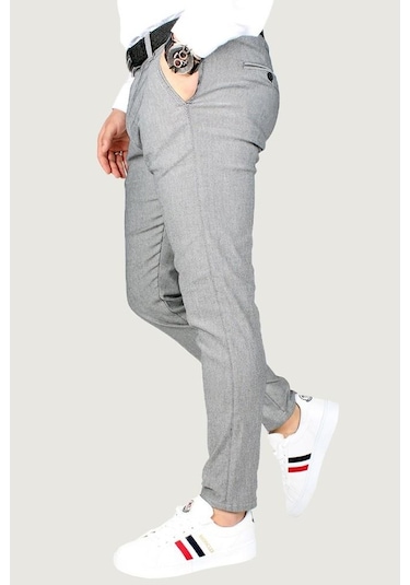 Captiva İtalyan Kesim Slim Fit Erkek Keten Pantolon-5419 gri