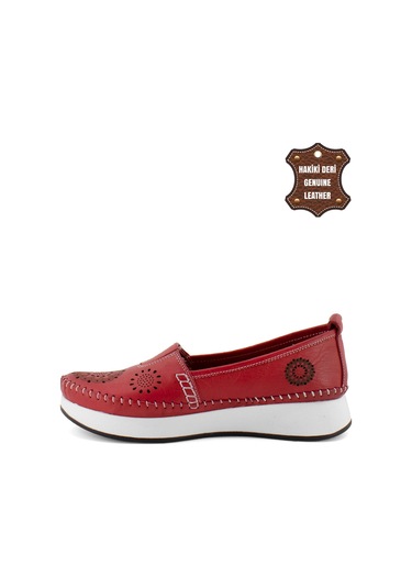 Elit Mn85l21c Kadın Hakiki Deri Espadril Kırmızı Kırmızı