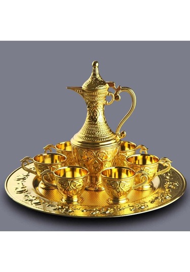 Safir 8 Parça Zemzem Takımı Hediyelik Ve Sunumluk Set - Altın Renk