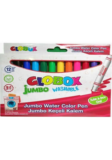 Globox 12 Renk Jumbo Yıkanabilir Keçeli Kalem