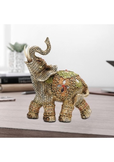 Trendooze Fil Heykelciği, Reçine Hayvan Dekor, 18x22cm, Uniq Tasarım 18cmx22cm