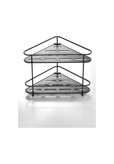 Teknotel 2 Katlı Köşe Banyo Mutfak Düzenleyici Kozmetik Standı Mat Siyah Eg224 Siyah