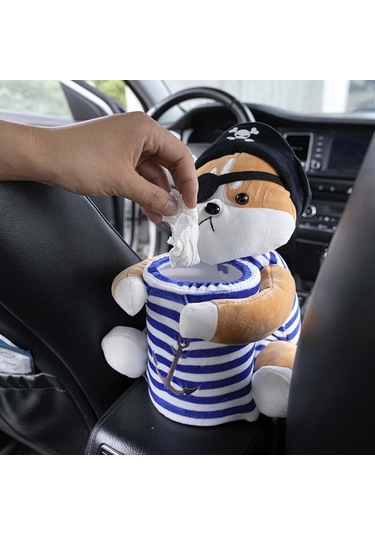 Createtech Turuncu Suntek Sevimli Peluş Köpek Mavi Kutu Evrensel Araba Doku Çöp Diğer