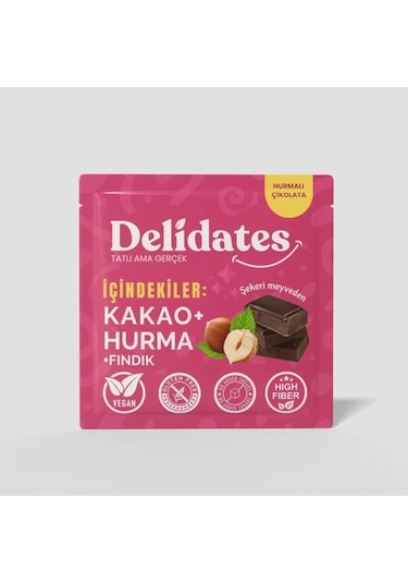 Delidates Fındıklı Hurmalı %70 Bitter Çikolata 40gr-3583