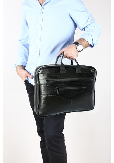 Bay Pablo C165 Siyah Hakiki Deri Laptop Evrak Çantası Siyah