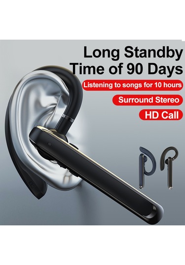 Konesam Mavi Tek Kulaklı Bluetooth 5.2 Kulaklık - Enc Gürültü Azaltma, 180 Döner Kanca,免提 Arama, Hifi Ses, 10 Saat Çalma Süresi