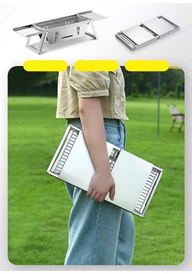 Shufa Taşınabilir Paslanmaz Çelik Mangal / Barbekü Hediye Taşıma Çantası Dahil Gri