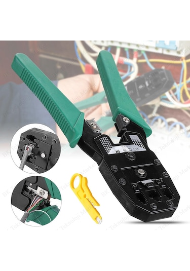 Rj45-Rj11-Rj9 Kablo Sıkma Pensesi + Kablo Soyma Aracı