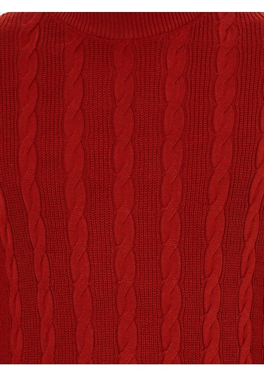 Cacharel Kiremit Slim Fit Yarım Balıkçı Triko Kazak Kırmızı