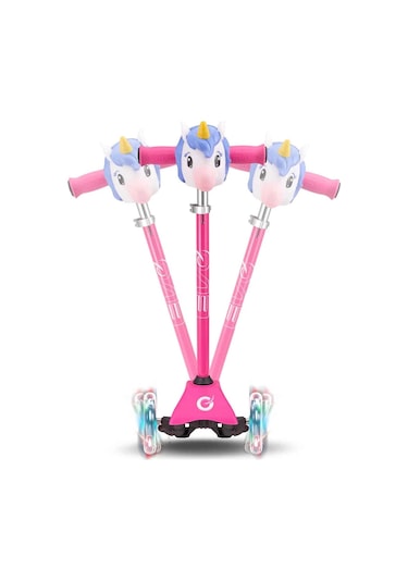 Unicorn 3 Teker Işıklı Scooter Nessiworld Pembe