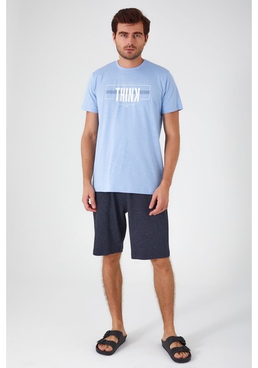 Arnetta Natural Bulut Mavisi Erkek Bermuda Takım 001
