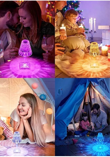 Dekoratif Ledli Usb Şarjlı Dokunmatik Kristal Led Masa Abajur Rgb Şeffaf