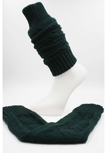 Kadın Yün Kışlık Dizlik Tozluk Çorap Yeşil
