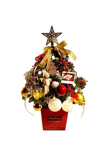 Masaüstü Mini Noel Ağacı Seti Led Işıklı Pvc Noel Dekorasyonu 50cm Ev Ofis Dekoru Çok Renkli Çok Renkli