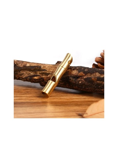 Konesam Brass Bambu Desenli Yüksek Sesli Kurtarma İshığı - Dış Etkinlikler, Kamp, Dağcılık İçin Dayanıklı Anahtarlık Takımı Altın