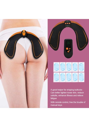 Kalça Kaldırma Eğitmeni Ems Kalça Elektrikli Usb Şarjlı Uzaktan Kumanda Siyah - Turuncu