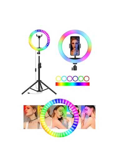 Thentech Telefon Kamera Uyumlu Yuvarlak Rgb Işıklı Led Işık