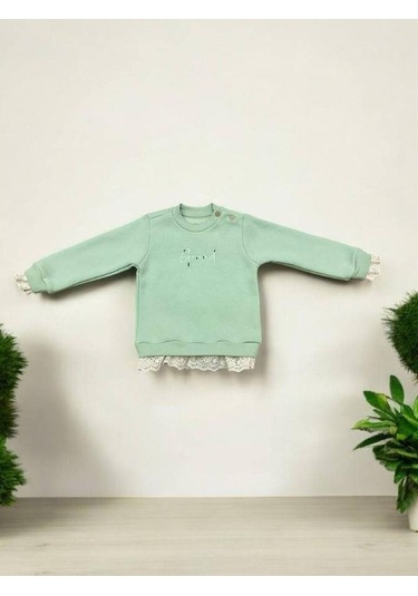 Divonette Kız Bebek Şardonlu Grand Yazılı Sweatshirt-15095 Mint