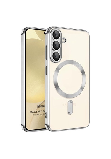 Microsonic Samsung Galaxy Uyumlu A37 Kılıf Magsafe Luxury Electroplate Gümüş -