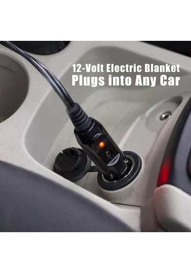 Gajeena 12v Elektrikli Araba Battaniyesi - Fleece Isıtmalı, Güvenlik Zamanlayıcılı, Sabit Sıcaklık, 450g, Gri, Seyahat/kamp İçin