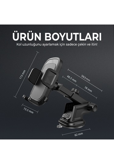 Bix Bxch4 Çok Fonksiyonlu Araç İçi Vantuzlu Telefon Tutucu Siyah