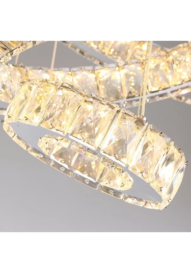 Alfa Kristal Taşlı 40 Lık Led Modern Salon Avize