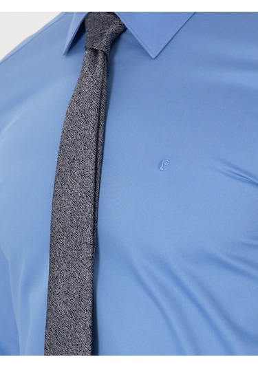 Cacharel Mavi Slim Fit Pamuklu Klasik Gömlek