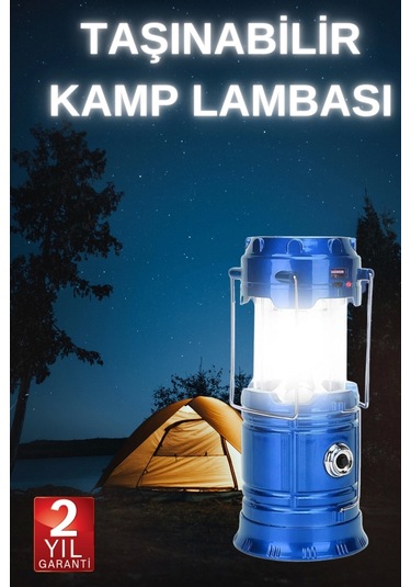 Büyük Boy Güneş Enerjili Kamp Feneri Işıldak Lamba Usb Şarjlı