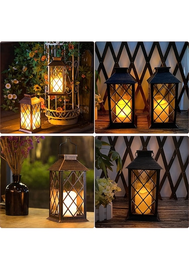 Led Güneş Fener Açık Asılı Fener Suya Dayanıklı Titrek Yeşil Yeşil