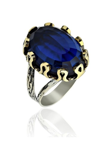 Safir Taşlı Otantik Gümüş Kadın Set