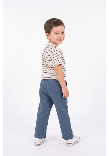 Miababy Müslin Pantolon Süprem Tişört 2li Takım İndigo