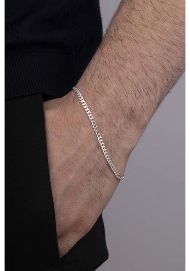 Gümüş Pazarım 925 Ayar Gümüş Erkek Gurmet Zincir Kolye Bileklik Kombini Çok Renkli