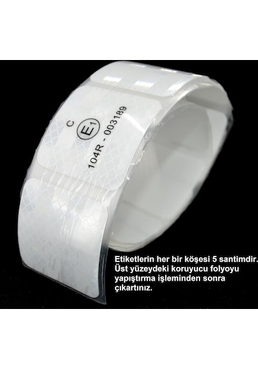 18 Adet 5cmx5cm Kesikli Beyaz Reflektif Bant Etiket