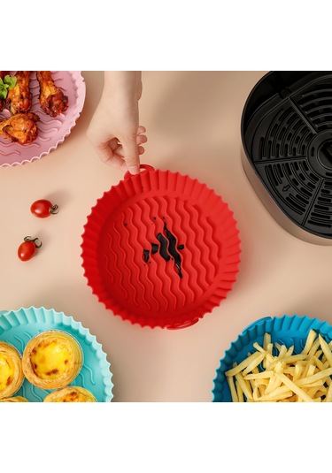 Hfambition Gri 8.5 İnç Silikon Airfryer Tepsisi - Tekrarlı Kullanım Kek Pişirme Aleti - Pratik Ev Aksesuarı Çok Renkli