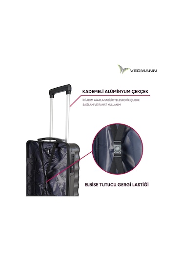 Vegmann Wave Laptop Bölmeli Antrasit Kabin Boy Valiz Mavi